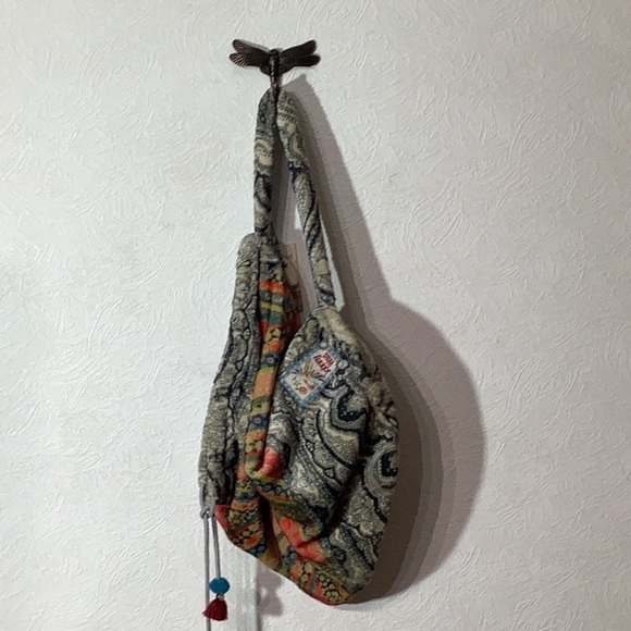 JOHNNY WAS NEW - drawstring super soft fleece drawstring slingback backpack